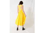 Robe smockée en lin jaune soleil