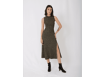 Robe fendue en maille stretch et lurex