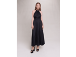 Robe longue satinée plissée