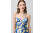 Robe longue satinée florale