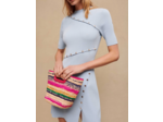 Mini panier rayé en raphia