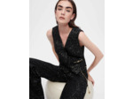 Veste sans manches en tweed à sequins