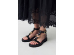 Sandales cuir anneau doré