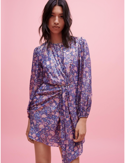 Robe en viscose imprimée métallisée