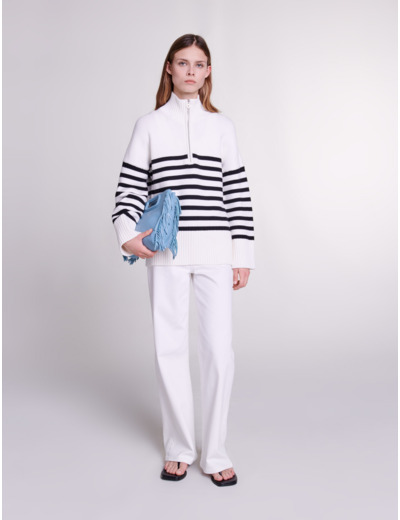 Pull marinière col zippé