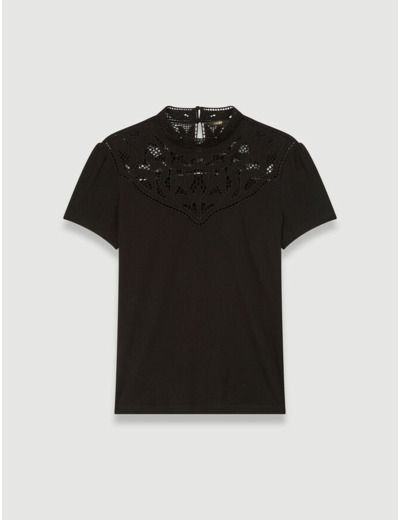 Tee-shirt avec détails de guipure au col