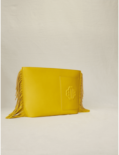 Pochette à franges en cuir