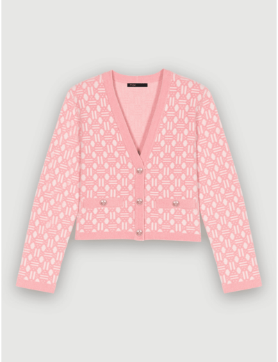Cardigan en jacquard rose
