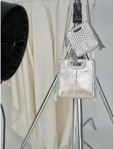 Sac M en cuir argenté