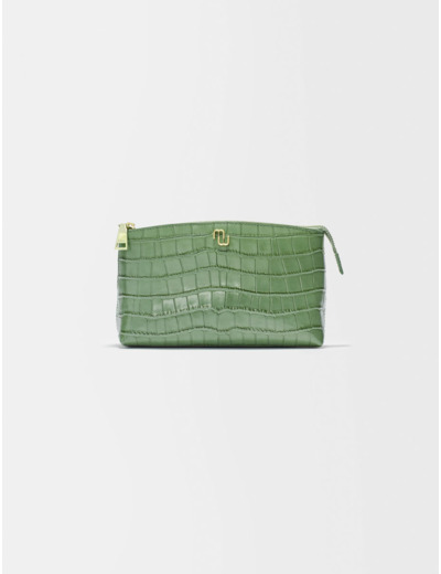 Pochette en cuir embossé croco