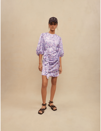 Robe courte drapée fleurie