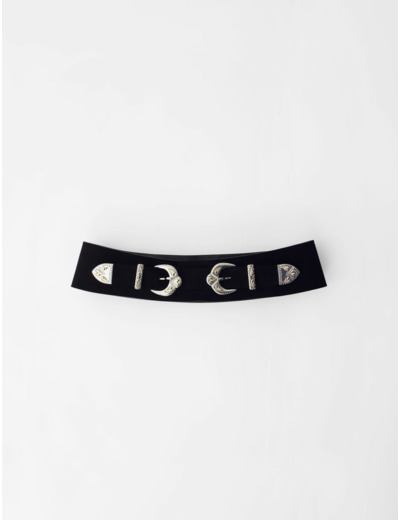 Ceinture en suède double boucle western