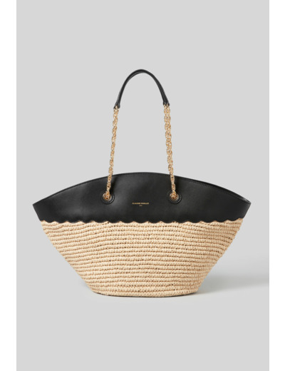 Sac panier tressé et cuir