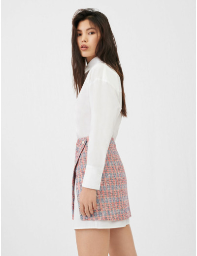 Robe chemise trompe l’œil façon tweed