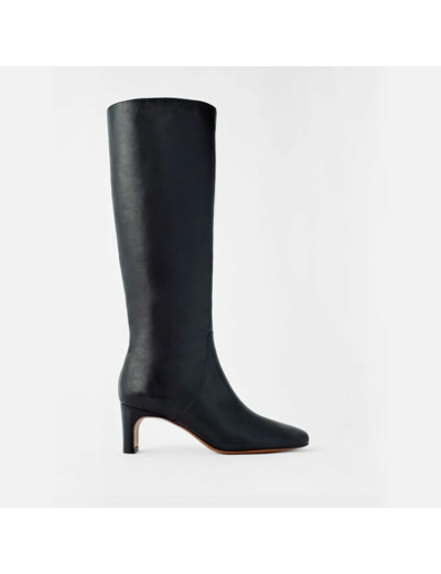 Bottes en cuir à talon midi