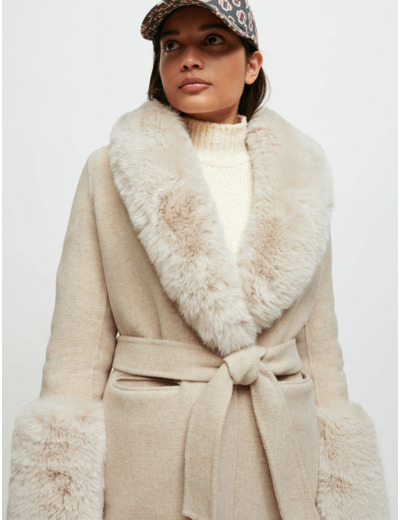 Manteau double face et effet fourrure