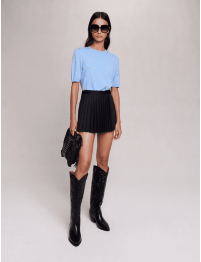 Short droit plissé