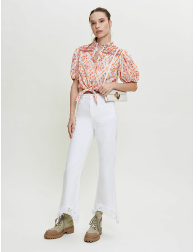 Top en coton brodé