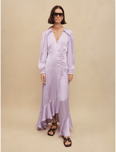 Robe longue fluide satinée