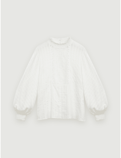 Top en coton et lurex avec dentelles