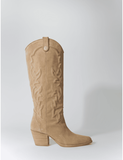 Bottes santiags en cuir brodé
