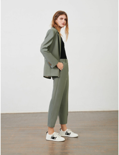 Pantalon de costume kaki en laine froide