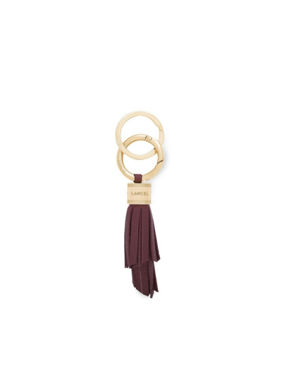 Cuir Pompon - Porte-clés petit pompon - Cassis