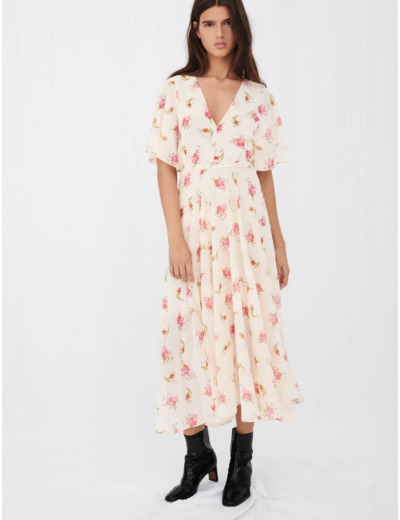 Robe asymétrique en mousseline imprimée