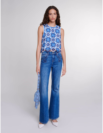 Top tricolore en crochet