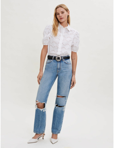 Chemise en popeline ajourée