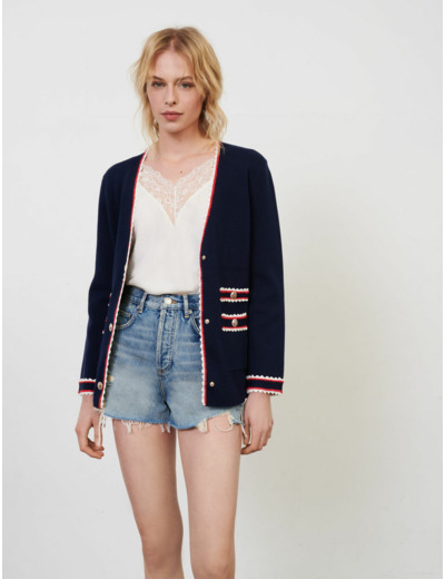 Cardigan en maille contrastée