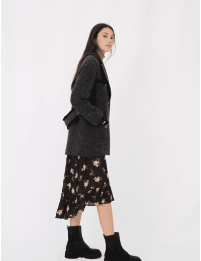 Manteau façon tweed à martingale