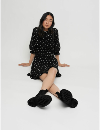Robe courte en jacquard nœuds