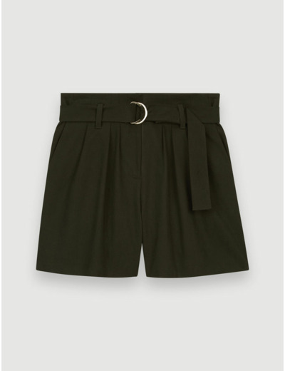 Short en coton stretch ceinturé