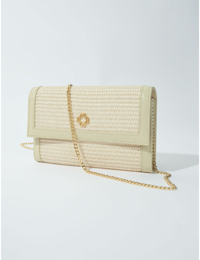 Pochette à chaîne effet raphia