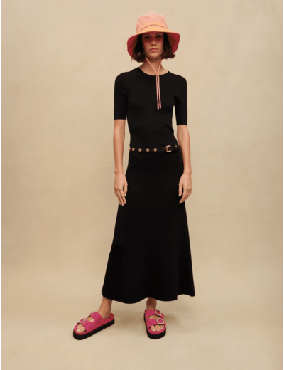 Robe longue ajourée noire