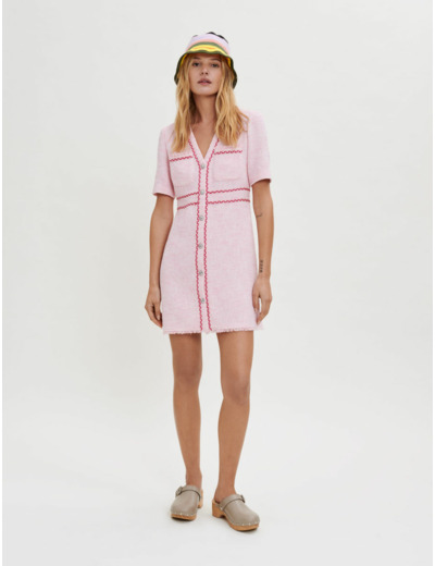 Robe en tweed à contrastes