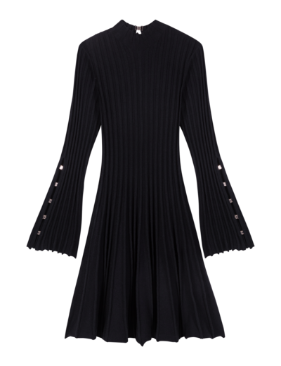 Robe courte patineuse à col montant