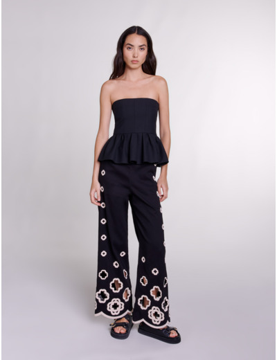 Pantalon large à crochet