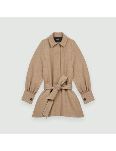 Manteau ceinturé en laine recyclée