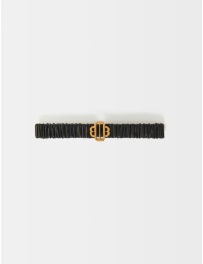 Ceinture logo Clover en cuir froncé