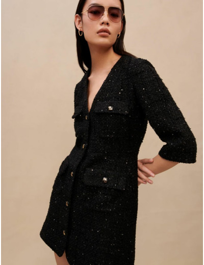 Robe courte structurée métalisée