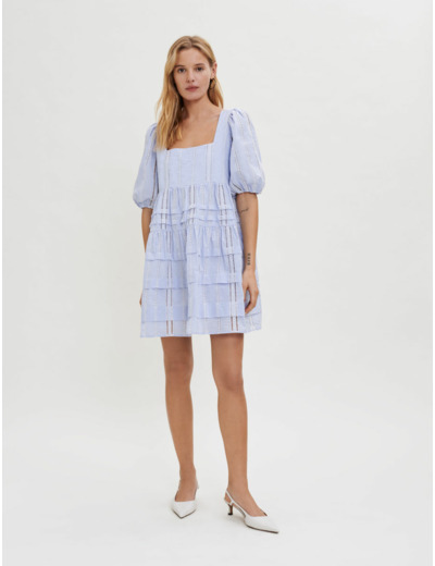 Robe en coton à petits galons contrastés