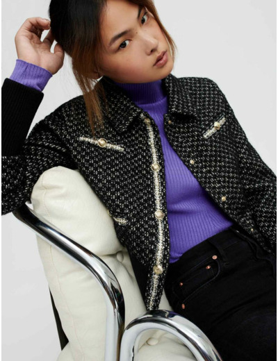 Blouson en tweed resserré en bas