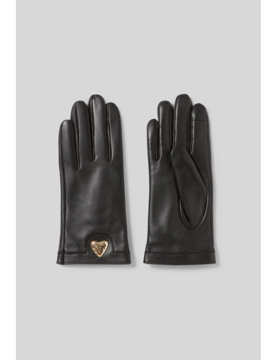 Gants cuir cœur doré