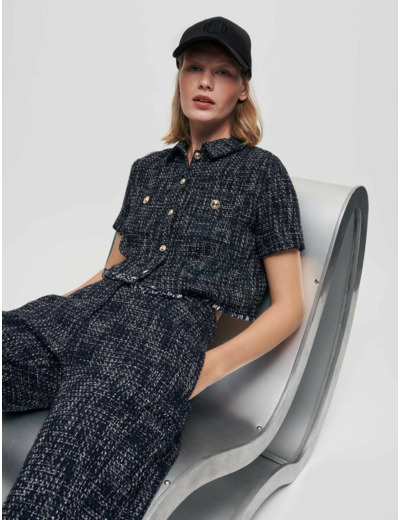 Chemise courte façon tweed