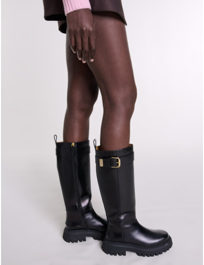 Bottes en cuir à boucle