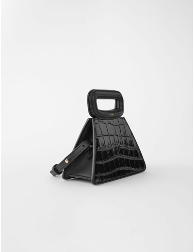 Mini sac pyramide en cuir embossé
