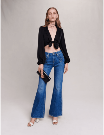 Jean flare à poches brodées