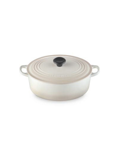 Cocotte ovale 29cm en fonte émaillée meringue